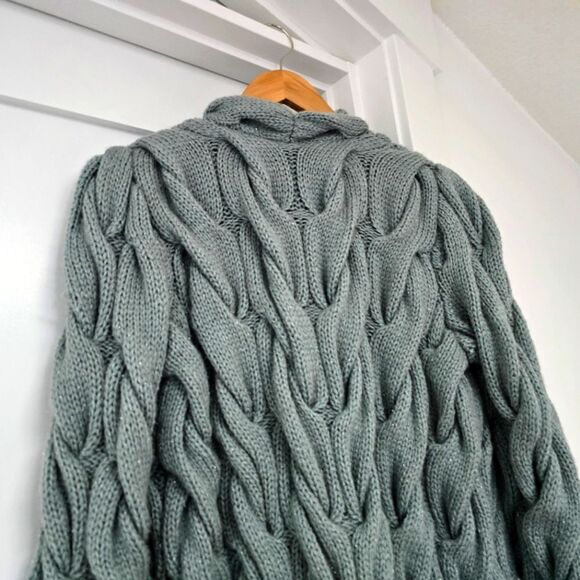 Lalo Cardigans Vazi Long Sparkle Wool Angora Mohair Coat Cardigan Turquoise - Picture 11 of 13